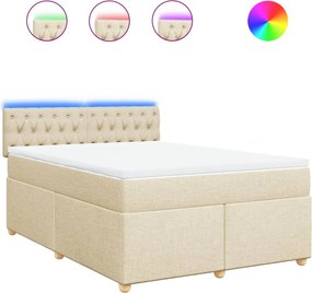 vidaXL Κρεβάτι Boxspring με Στρώμα Κρεμ 140x200 εκ. Υφασμάτινο