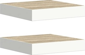 vidaXL Ράφια Τοίχου 2 τεμ. Δρυς και Άσπρο 23x23,5x3,8 εκ. MDF