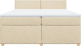vidaXL Κρεβάτι Boxspring με Στρώμα Κρεμ 200x200 εκ. Υφασμάτινο