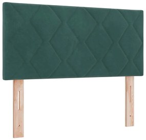 vidaXL LED κεφαλάρι Σκούρο Πράσινο 90 cm Τεχνητό Δέρμα