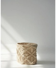 Διακοσμητικό Boho Macrame Καλάθι Luna 2 Μεγέθη Μικρό Μπεζ