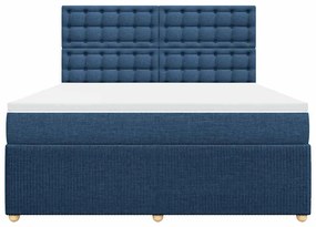 vidaXL Κρεβάτι Boxspring με Στρώμα Μπλε 180x200 εκ. Υφασμάτινο