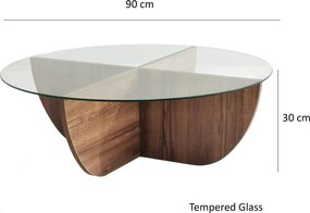 Τραπεζάκι Σαλονιού Καρυδί FLIDOL 90x90x30