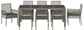 vidaXL Σέτ φαγητού για κήπο 9 pcs Γκρι συνθετικό ρατάν