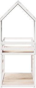 vidaXL Κουκέτα με Οροφή Λευκό 75x190 εκ. από Μασίφ Ξύλο Πεύκου