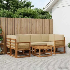 vidaXL Σειρά Καναπέ Εξωτερικού 7 pcs Φυσικό και Μπεζ Πολυεστέρας