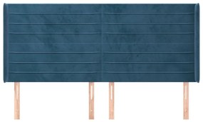 vidaXL Κεφαλάρι με Πτερύγια Σκούρο Μπλε163x16x118/128 εκ. Βελούδινο