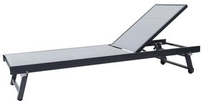 WOODWELL POOL Ξαπλώστρα, Αλουμίνιο Βαφή Ανθρακί, Textilene Γκρι 64x187x30cm Ε6796,1