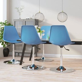 vidaXL Καρέκλες Τραπεζαρίας Περιστρεφόμενες 4 τεμ. Μπλε Πολυπροπυλένιο