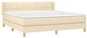 vidaXL Κρεβάτι Boxspring με Στρώμα Κρεμ 160x200 εκ. Υφασμάτινο