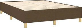 vidaXL Κρεβάτι Boxspring με Στρώμα &amp; LED Σκ.Καφέ 140x190εκ. Υφασμάτινο