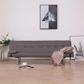 Καναπές - Κρεβάτι με Δύο Μαξιλάρια Χρώμα Taupe από Πολυεστέρα - Μπεζ-Γκρι
