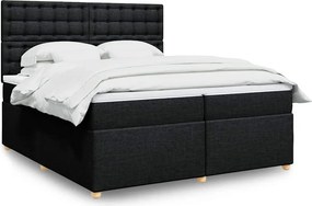 vidaXL Κρεβάτι Boxspring με Στρώμα Μαύρο 200x200 εκ. Υφασμάτινο