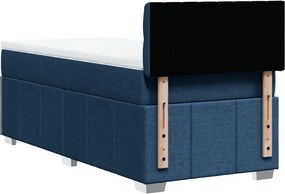 vidaXL Κρεβάτι Boxspring με Στρώμα Μπλε 90x200 εκ.Υφασμάτινο