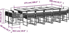 vidaXL Σετ Τραπεζαρίας Κήπου 15τεμ. Μικτό Μπεζ Συνθ. Ρατάν &amp; Μαξιλάρια