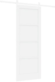 vidaXL Συρόμενη Πόρτα με Σετ Εξαρτημάτων Λευκή 78x202 εκ. Συμπαγές Ξύλο Πεύκο