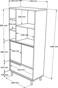 Ντουλάπι Κουζίνας Καρυδιά ON9Α 74,8x35,5x161,6