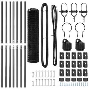 vidaXL Euro Fence με 7 στύλους 1x10 μ γαλβανισμένο ατσάλι γκρι