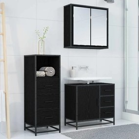 vidaXL Σετ Επίπλων Μπάνιου 3 pcs Μαύρη δρυς 35 x 37.5 x 100 εκ.