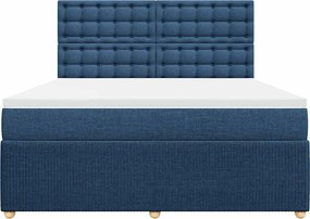vidaXL Κρεβάτι Boxspring με Στρώμα Μπλε 180x200 εκ. Υφασμάτινο