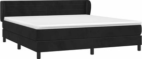 vidaXL Κρεβάτι Boxspring με Στρώμα Μαύρο 180x200 εκ. Βελούδινο