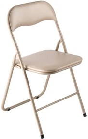 VEVOR 4 Pack Folding Chairs Portable Leather Chairs with Padded Cushion Khaki