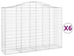 Συρματοκιβώτια Τοξωτά 6 τεμ. 200x50x140/160 εκ. Γαλβαν. Ατσάλι - Ασήμι