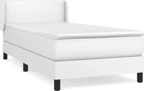 vidaXL Κρεβάτι Boxspring με Στρώμα Λευκό 90x200εκ. από Συνθετικό Δέρμα