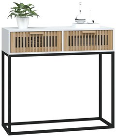 vidaXL Τραπέζι Κονσόλα Λευκό 80x30x75 εκ. Επεξεργασμένο Ξύλο / Σίδερο