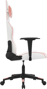 vidaXL Καρέκλα Gaming Λευκό και Ροζ από Συνθετικό Δέρμα