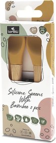 SILICONE SPOONS + BAMBOO 2PCS NATURAL YELLOW