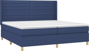 vidaXL Κρεβάτι Boxspring με Στρώμα Μπλε 200x200 εκ. Υφασμάτινο