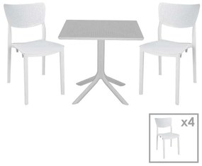 Τραπεζαρία κήπου Groovy-Ignite pakoworld σετ 5τεμ PP λευκό 80x80x74,5εκ.