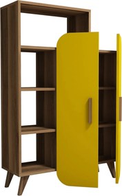 Βιβλιοθήκη Καρυδιά / Κίτρινο FORM 90x32x132