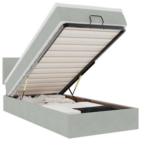 Οθωμανικό κρεβάτι με στρώμα&amp;LEDs Ανοιχτό γκρι 90x190cm Βελούδο 3312518