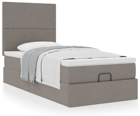 vidaXL Οθωμανικό κρεβάτι με στρώμα Taupe 90x190cm ύφασμα