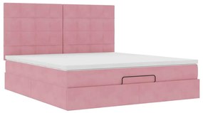 vidaXL Οθωμανικό κρεβάτι με στρώματα ροζ 180x200cm Velvet