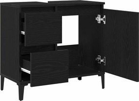 vidaXL Ντουλάπι Μπάνιου Μαύρη Οξυά 65 x 33 x 60 εκ Επεξεργασμένο ξύλο