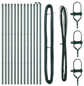 vidaXL Στύλος Περιφράξεων 13 pcs Πράσινο Ατσάλι