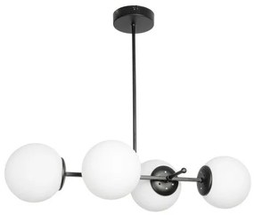 GLOBUS 203-0104 Μοντέρνο Φωτιστικό Οροφής Ράγα Πολύφωτο 4 x E27 IP20 Μαύρο Μέταλλο με Λευκό Γυαλί-Μ70 x Π34 x Υ15cm Globostar 203-0104 Λευκό