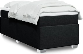 vidaXL Κρεβάτι Boxspring με Στρώμα Μαύρο 90x190 εκ.Υφασμάτινο
