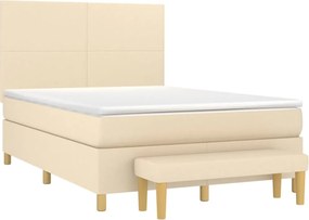 vidaXL Κρεβάτι Boxspring με Στρώμα Κρεμ 140x190 εκ. Υφασμάτινο