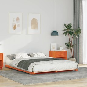 vidaXL Κρεβάτι δαπέδου Καφέ κεριού 140 x 200 cm Μασίφ ξύλο πεύκου