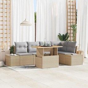vidaXL Σετ Καναπέ Κήπου με αποθήκευση 6 pcs Μπεζ Πολυ ράταν