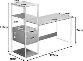 Γραφείο Zayn ΙΙ pakoworld με ραφιέρα-MDF φυσικό-λευκό 108x40x111εκ