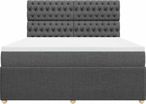 vidaXL Κρεβάτι Boxspring με Στρώμα Σκούρο Γκρι 180x200 εκ Υφασμάτιν