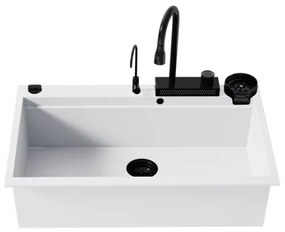 Sanitec Ultra Granite 850 Quartz Multi Ένθετος Γρανιτένιος Νεροχύτης 79Χ50cm Bianco (Black accessories)