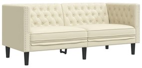 Καναπές Chesterfield 3 τεμαχίων σετ Cream Faux Leather - Κρεμ