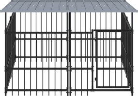 vidaXL Υπαίθριο Κλουβί Σκύλων με Οροφή από Χάλυβα 3,75 μ²