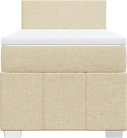 vidaXL Κρεβάτι Boxspring με Στρώμα Κρεμ 90x190 εκ.Υφασμάτινο